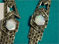 Marcasite and Opal pierced earrings - really nice