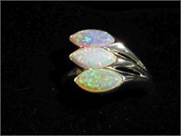 Opal Ring w/3 stones - Size 9 and marked 925