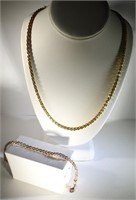 STERLING SILVER GOLD PLATED CHAIN & BRACELET