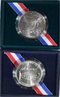 1991 Korean War and 1991 USO Unc. Silver Dollars.