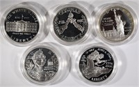5- SILVER PROOF COMMEM DOLLARS INCL: DOLLY MADISON