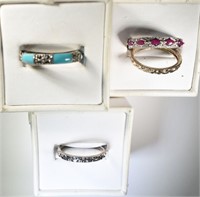 LOT OF 4 STERLING SILVER RINGS, ALL SIZE 9