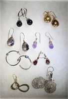 EIGHT PAIRS STERLING SILVER EARRINGS