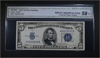 1934 C $5 SILVER CERTIFICATE  CGA  AU OPQ