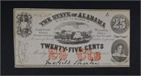 1863 TWENTY-FIVE CENTS STATE OF ALABAMA CH.CU