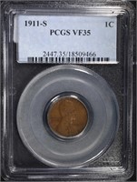 1911-S LINCOLN CENT PCGS VF-35