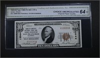 1929 $10 TYPE 1 NATIONAL CURRENCY  CGA CU OPQ