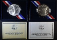 2003 & 2004 Unc. Commem Silver Dollars.