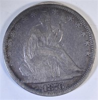 1876 SEATED LIBERTY HALF DOLLAR  F-VF