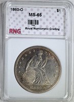 1860-O SEATED LIBERTY DOLLAR RNG GEM BU