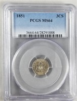 1851 3C PCGS MS64