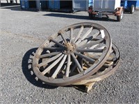 (2) Antique Wood Wagon Wheels