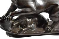Bronze, 'Panther Over African Antelope', 20th C.