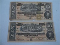 2 - $ 10.00 Confederate Currency