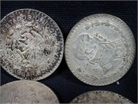 6 - Silver Mexican Pesos