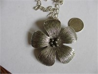 Large Tibetan Silver Flower Necklace