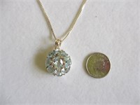 Blue Topaz & Sterling Silver Pendant Necklace