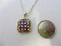 Amethyst & Sterling Silver Pendant Necklace