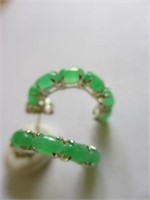 Emerald & Sterling Silver Earrings