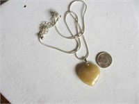 Yellow Jade Heart Pendanant Necklace