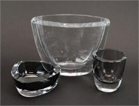 Lot of 3 Thick Art Glass Contemporary Bowls