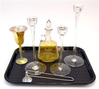 Candle Holders, Decanter, Candle Snuffer & Glass