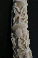 Antique 49" Carved ivory tusk w dancing figures