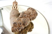 African Ceramic & Ivory carved pipe w figures