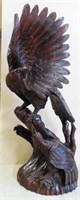 Very Large Carved Wooden Eagle Stands 5 ft Tall