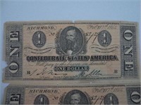 3 - $1.00 Confederate Currency