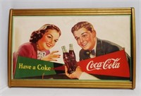 "Have A Coke" Cardboard Ad with Wooden Gold Frame