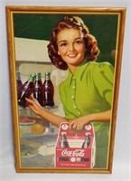 Framed Coca-Cola Six Pack Cardboard Advertisement