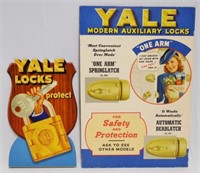 Lot of 2 Cardboard Yale Lock Advertisements