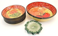 Fitz & Floyd Saucers w/ Ceramic Plates & Bowl
