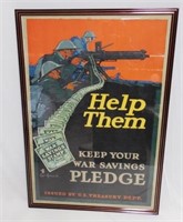 Framed US Treasury War Savings Stamp Advertisement
