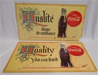 Lot of 2 Double-Sided Coca-Cola Cardboard Ads