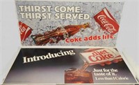 Lot of 2 Oversized Coca-Cola Cardboard Ads