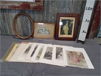 Assorted pictures, some with frames