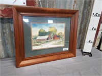 Framed Barn scene picture