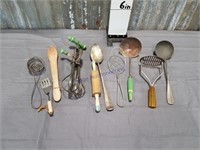 Assorted old kitchen utensils