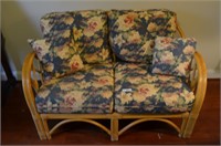 Benchcraft Floral Wicker Love Seat w/Cushions