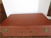 Antique hard suitcase with brass latches (missing