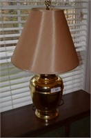 Brass Lamp w/Beige Shade