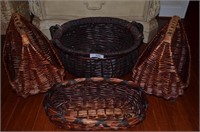 Set of 4 Dark Wicker Baskets
