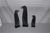 Set of 3 Tin Floor Art Items-Penguins