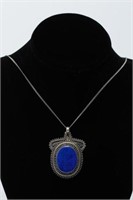 Lapis Lazuli & Silver Pendant Necklace