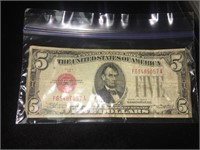 1928 Red Seal Note $5.00
