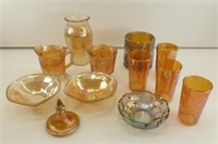 * Carnival Glass, 12 Pieces, Plus Nice Plastic