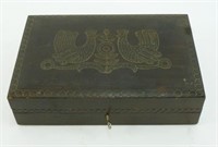 Vintage Wood Locking Box with Collectibles