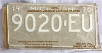 Pair of unused 1970 Michigan license plates